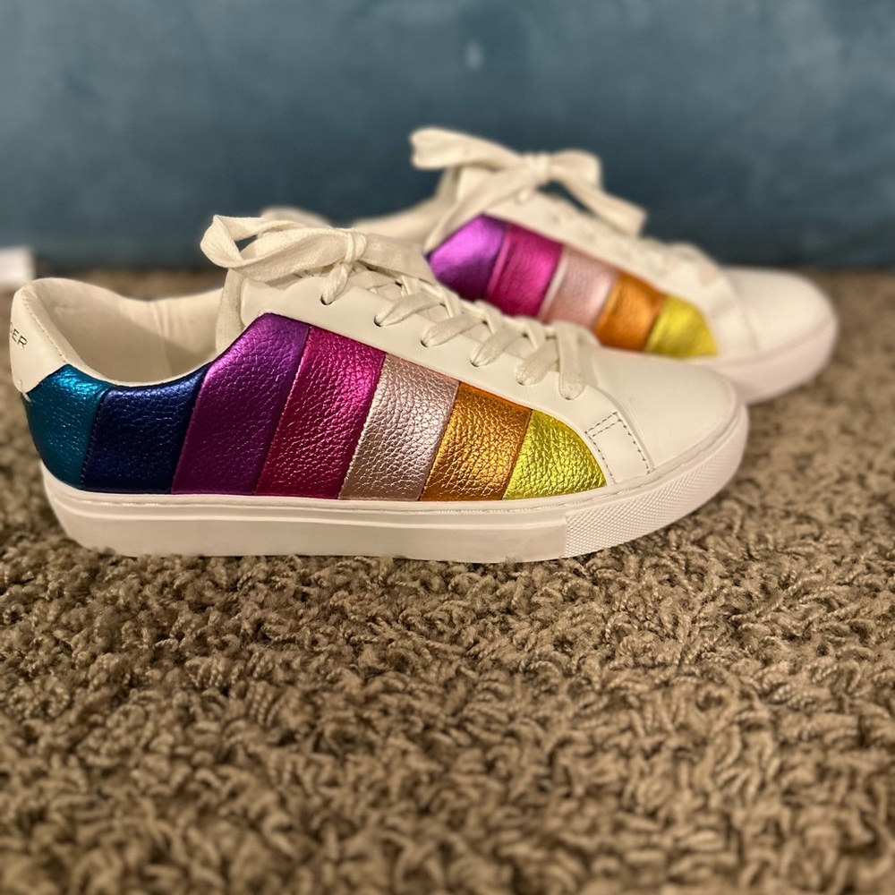 Kurt Geiger of London. Lane Metallic Rainbow Sneakers